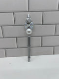 Beaded Ballpoint Pen-Silver with Rhinestone Bow Focal
