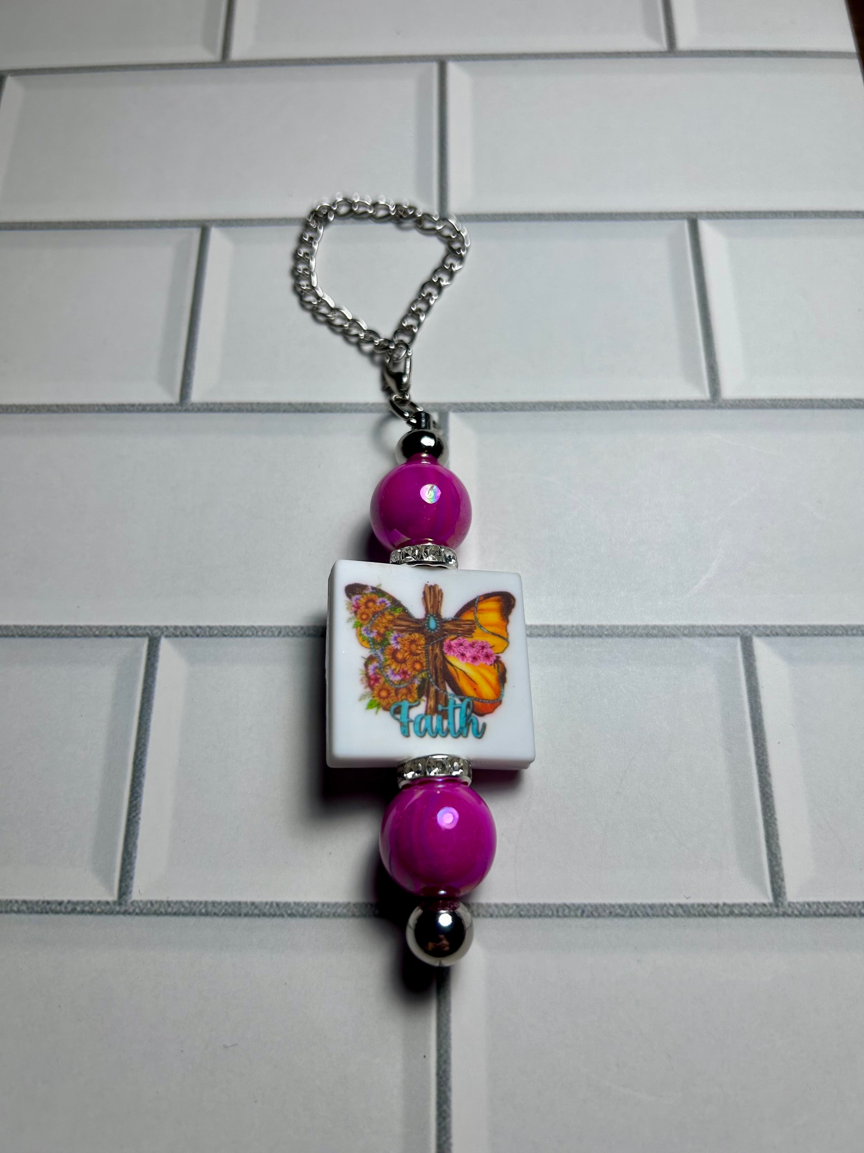 Beaded Cup Charm’s-Pink with Focal