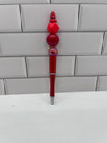 Beaded Ballpoint Pen-Christmas Red with Acrylic & Silicone Beads