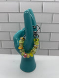 Beaded Silver Bag Charms-Yellow Acrylic Beads
