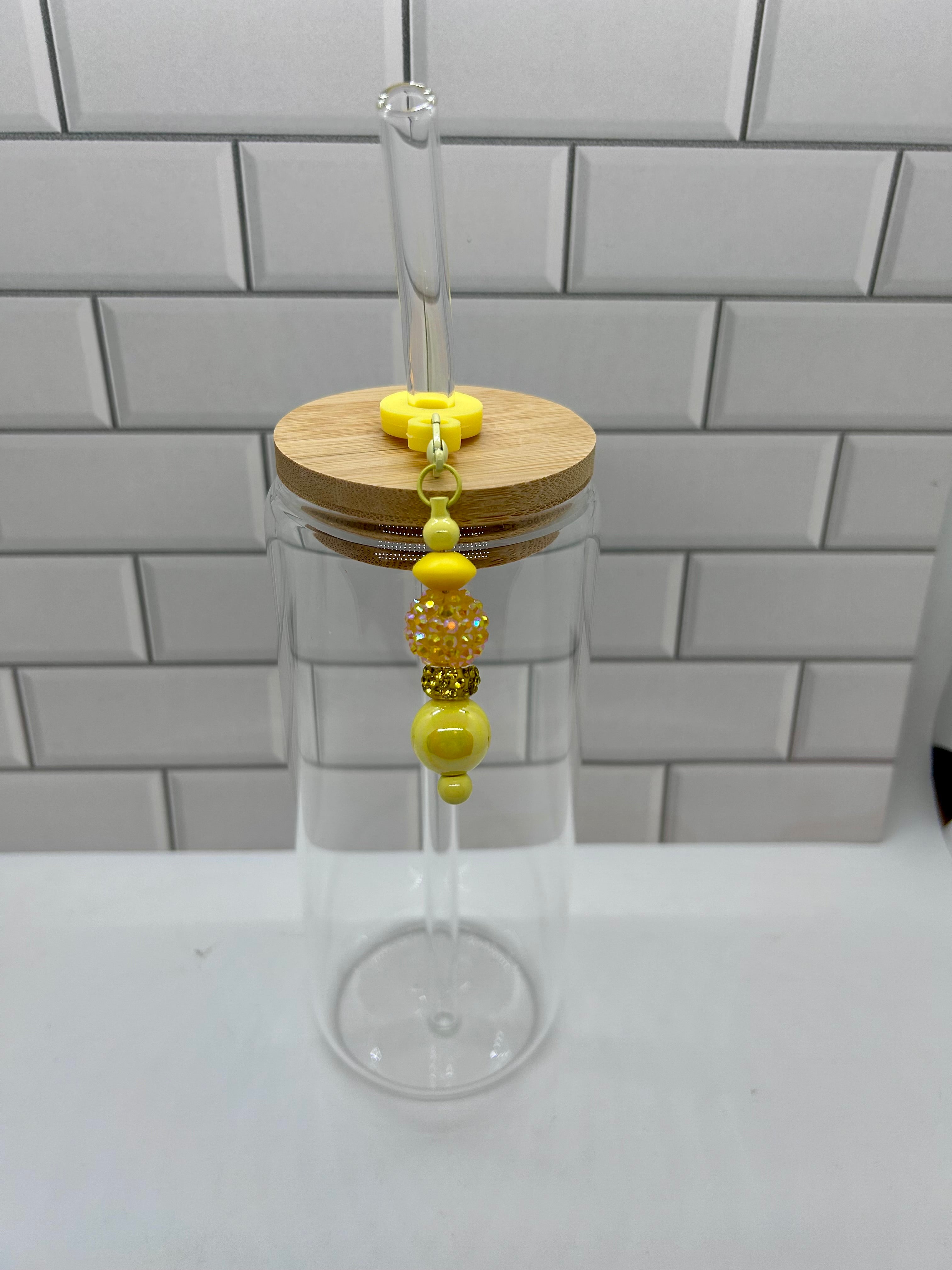 Beaded Straw Charm-Yellow