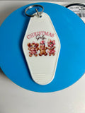 Retro Style Motel Keychain With Christmas Design