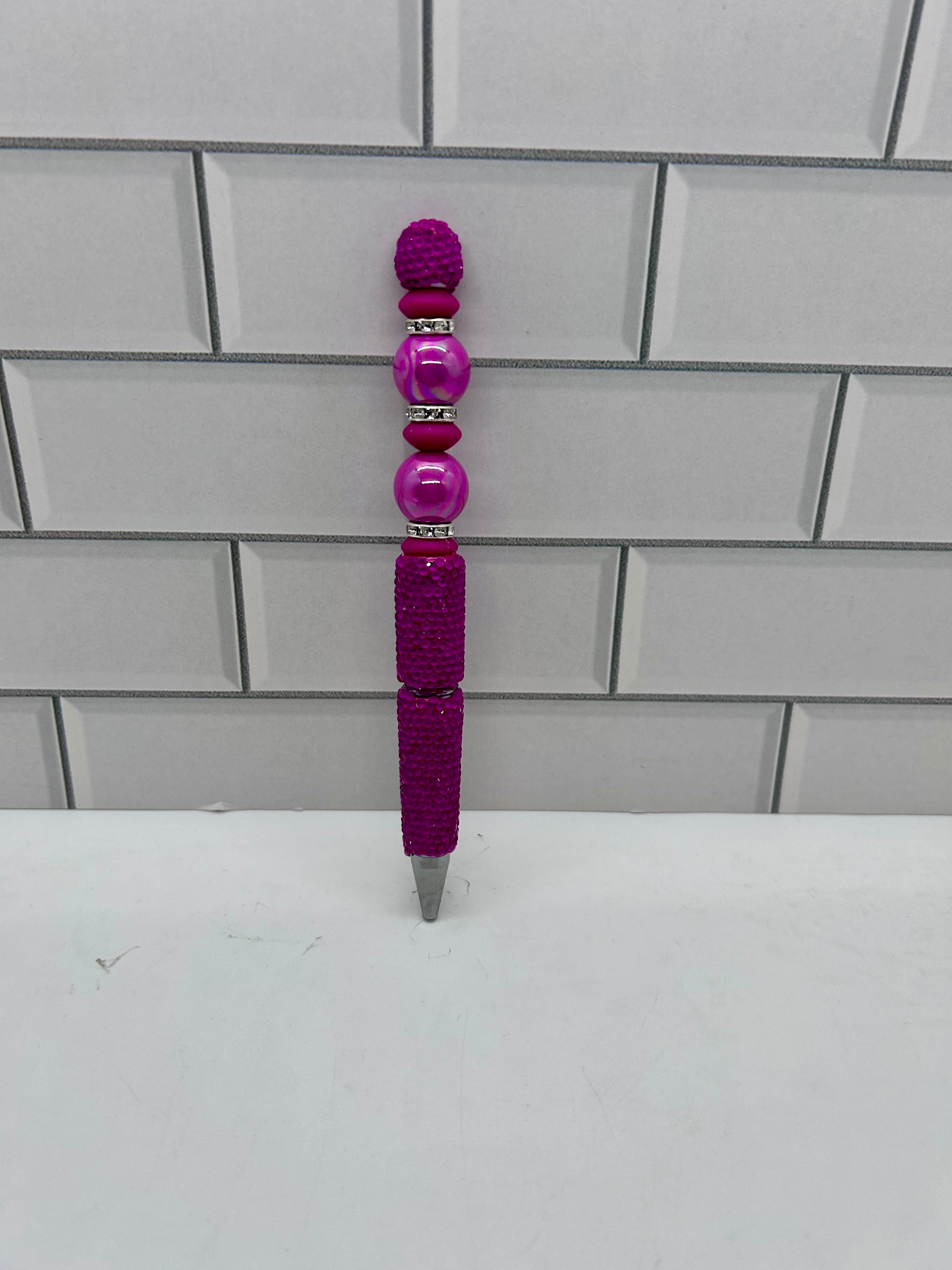 Rhinestone Beaded Ballpoint Pen-Berry (Rhinestone Not Perfect)