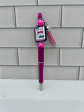 Beaded Ballpoint Pens-Pink with Teacher Theme