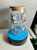 16 oz Glass Tumbler, Glass Straw featuring a Beautiful Christmas Design