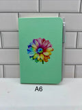 Carnet ligné A6 avec un magnifique motif floral - Vert