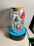 Gobelet en verre de 47 cl avec paille en verre au magnifique motif de Noël