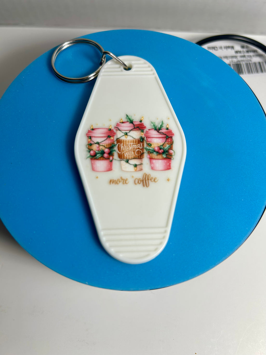 Retro Style Motel Keychain With Christmas Design