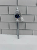 Beaded Ballpoint Pens-Grey with Graduation Theme