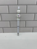 Beaded Ballpoint Pen-White with Acrylic & Silicone Beads