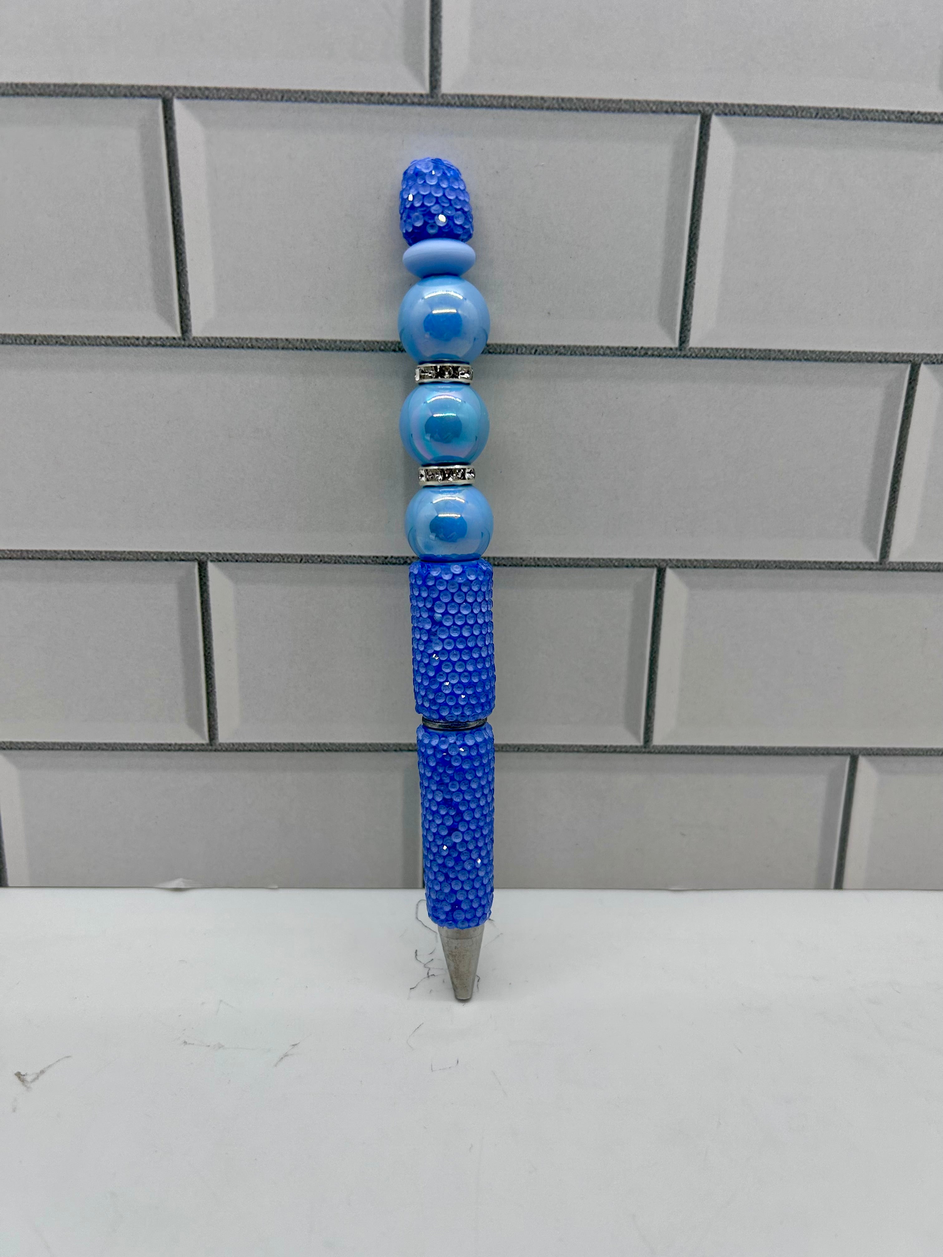 Rhinestone Beaded Ballpoint Pen-Dark Blue (Rhinestone Not Perfect)