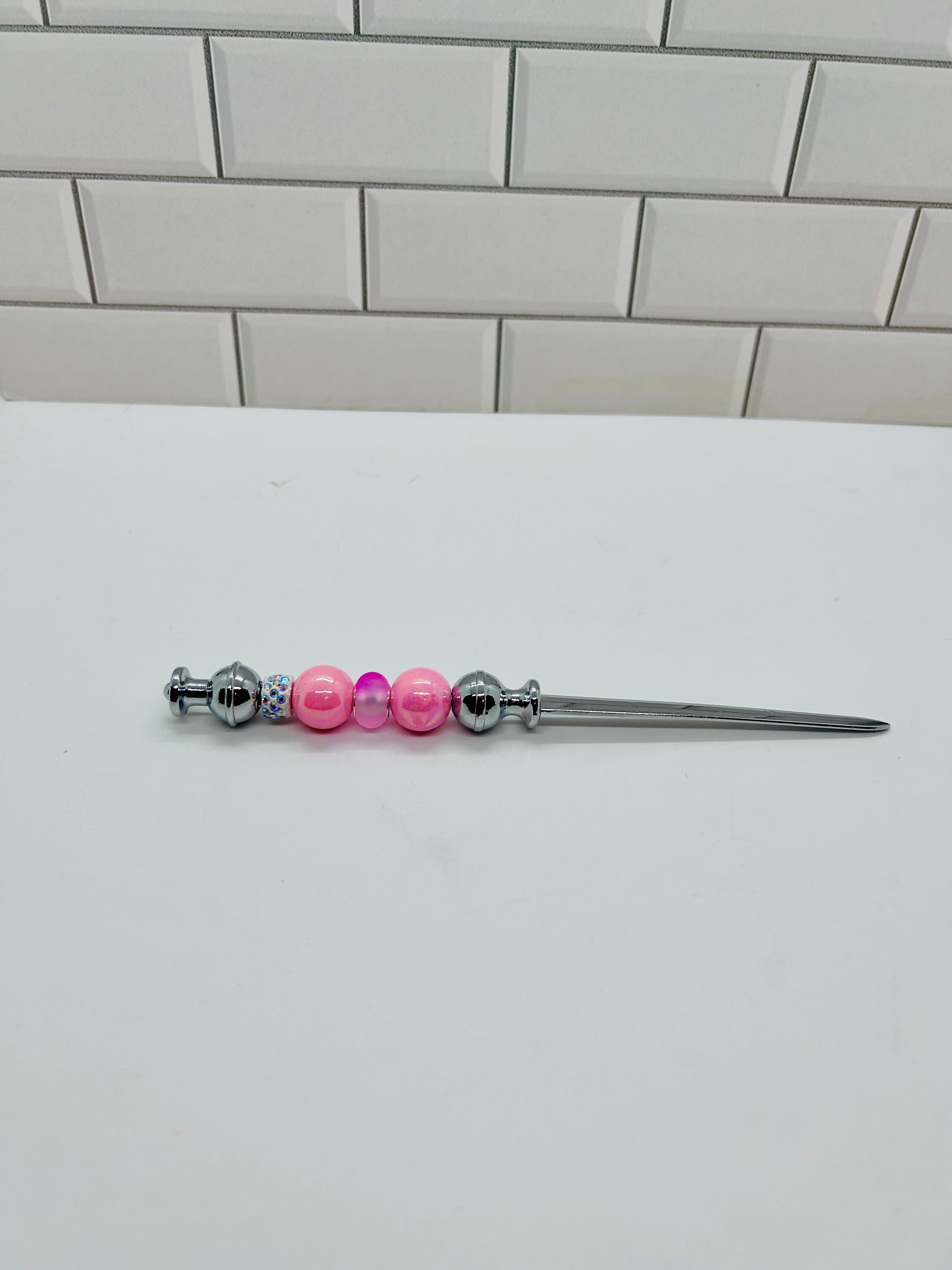 Beaded Letter Opener-Pink Acrylic