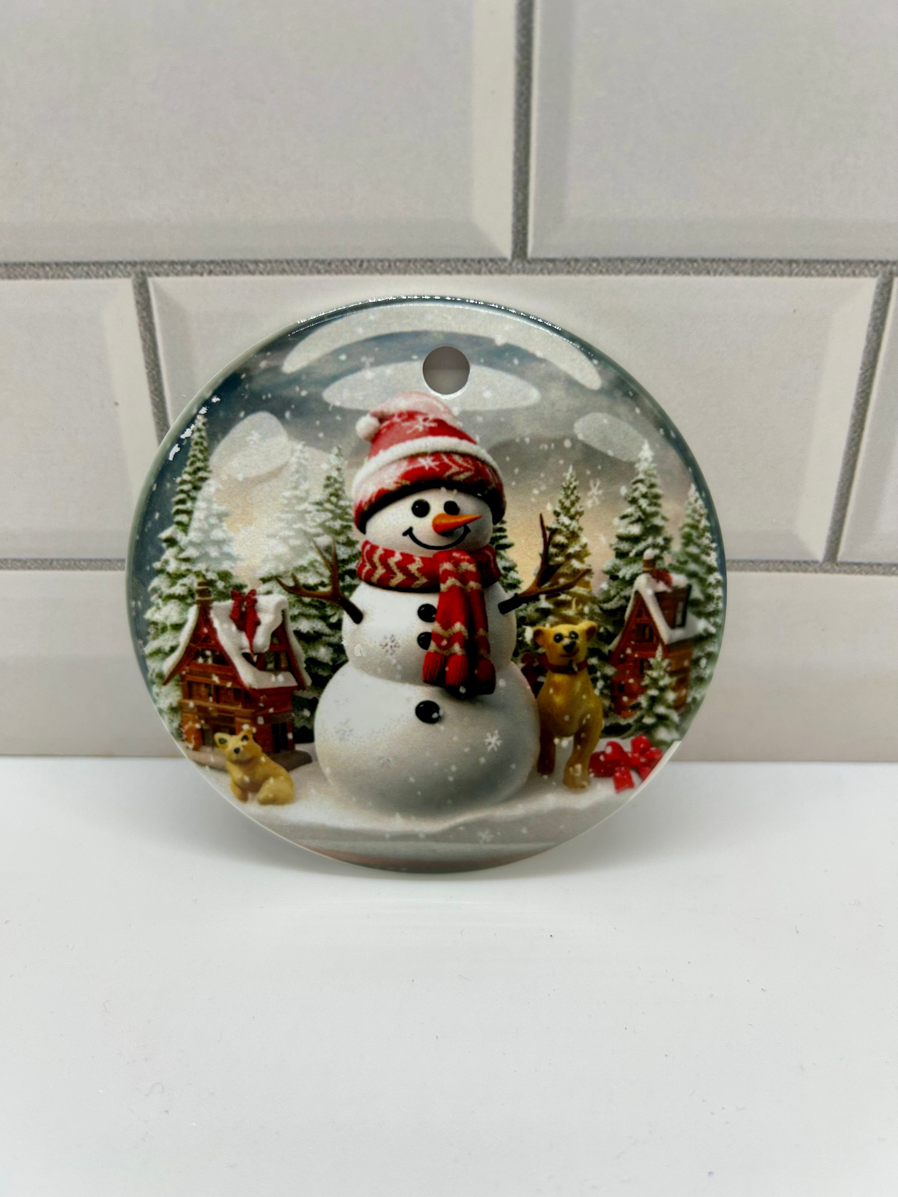 3x3 inch Ceramic Christmas Ornament featuring a Beautiful Design
