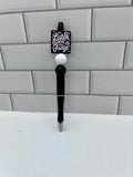 Beaded Ballpoint Pen-Black Silicone with Don’t Judge Theme Focal
