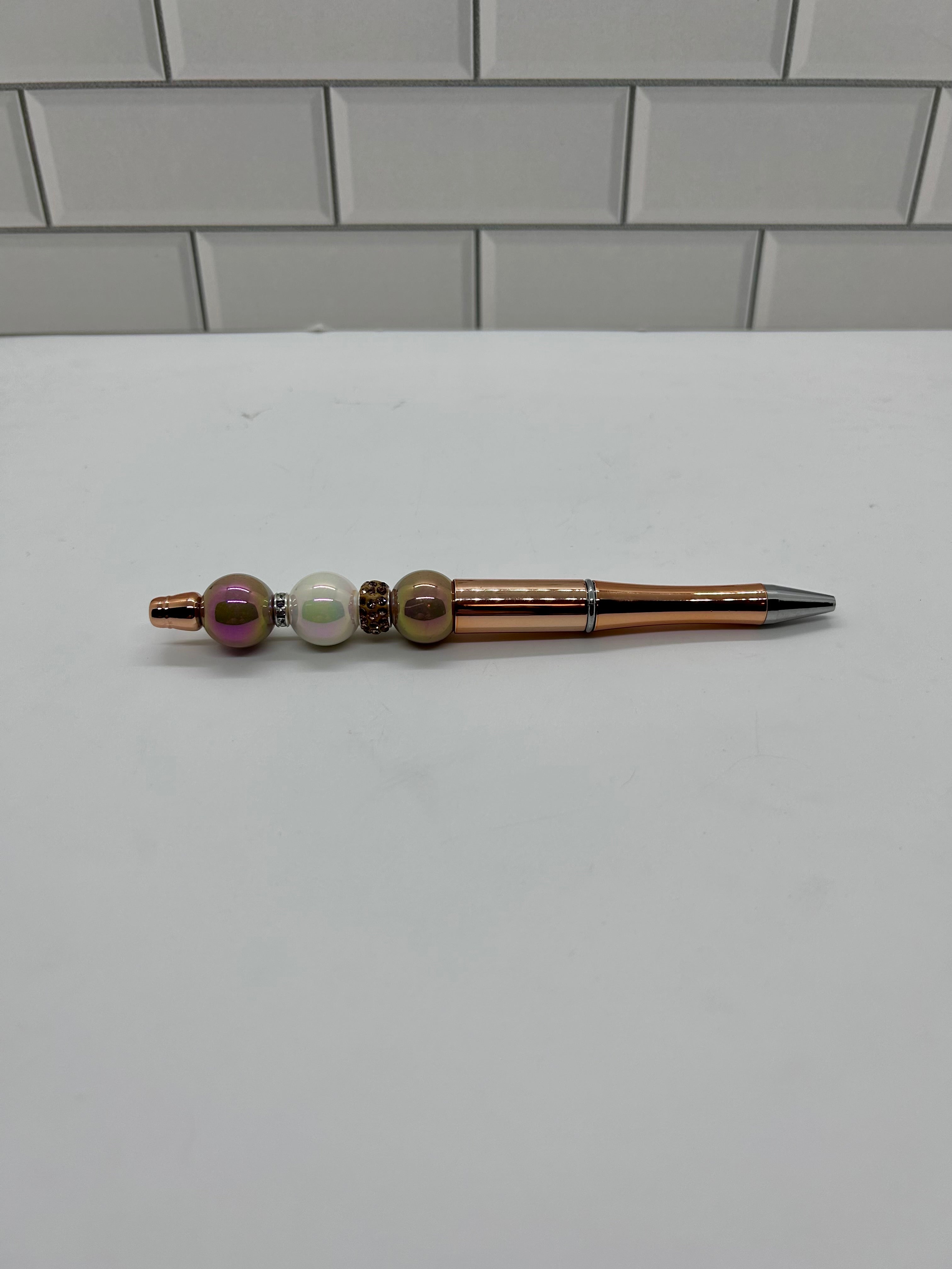 Stylos à bille perlés - Acrylique cuivre métallique