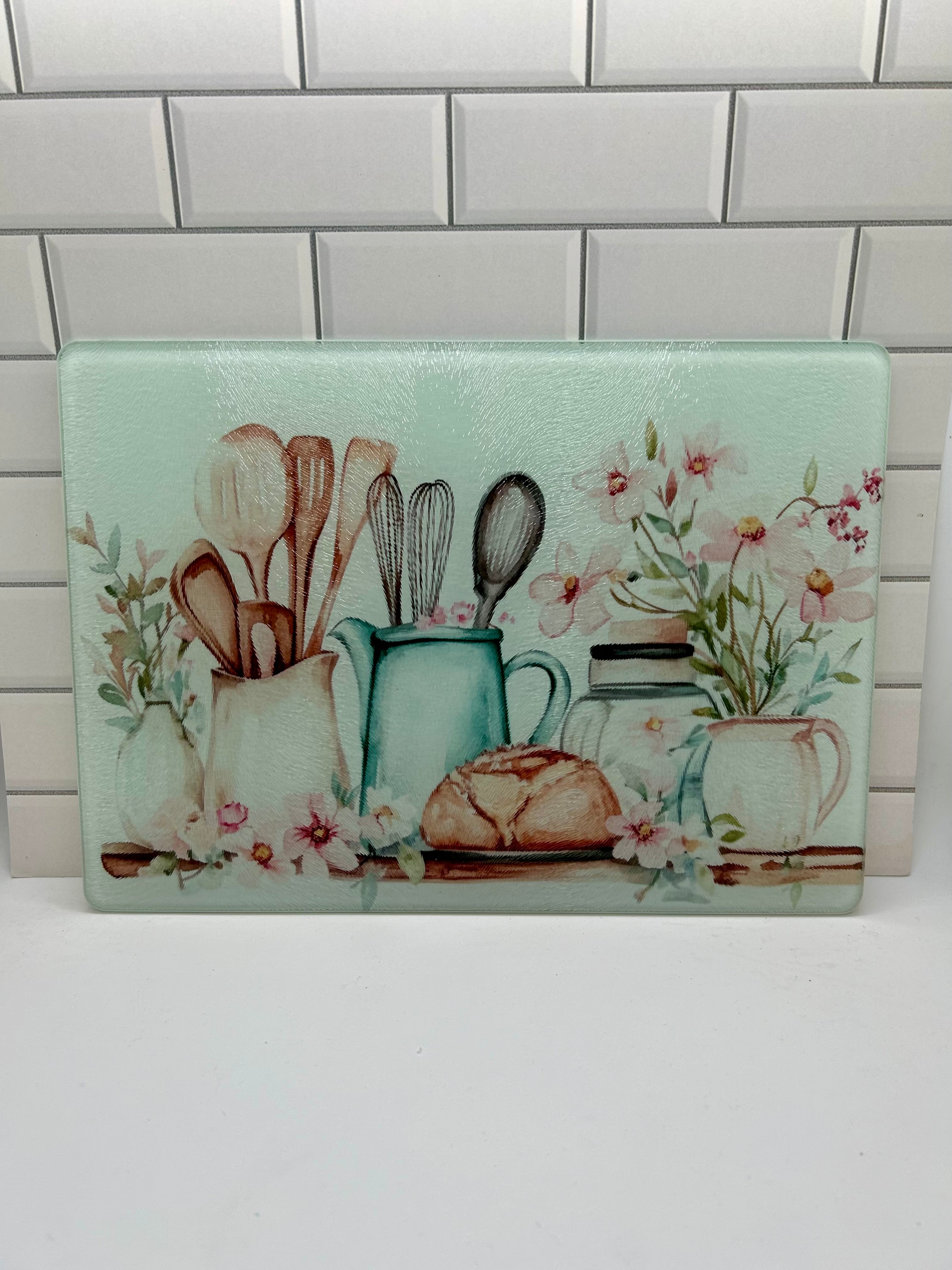 11x8 Glass Textured Sublimated Cutting Board with Beautiful Design
