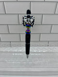 Rhinestone Beaded Ballpoint Pen w/Bow Focal-Black