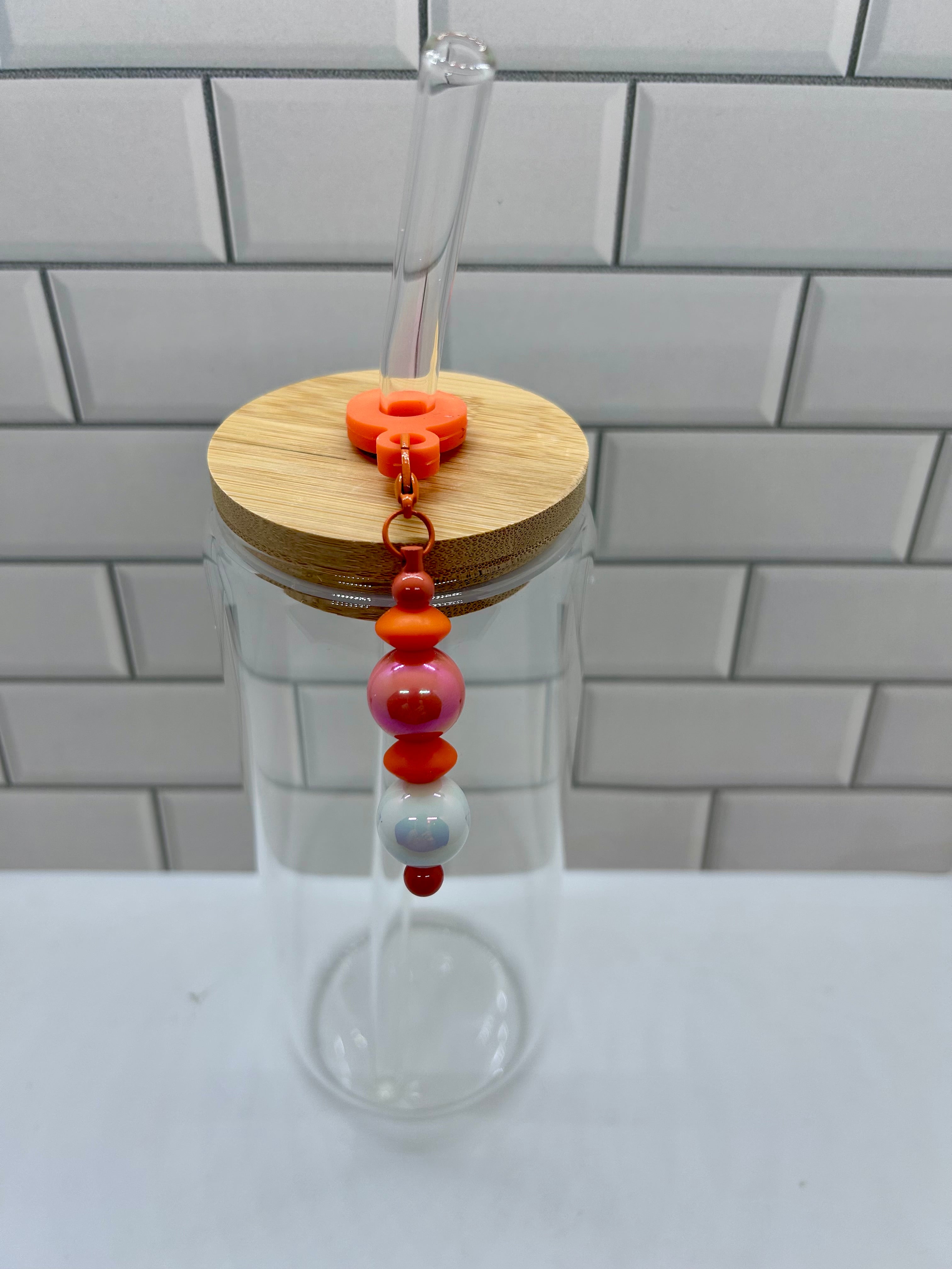 Beaded Straw Charm-Orange