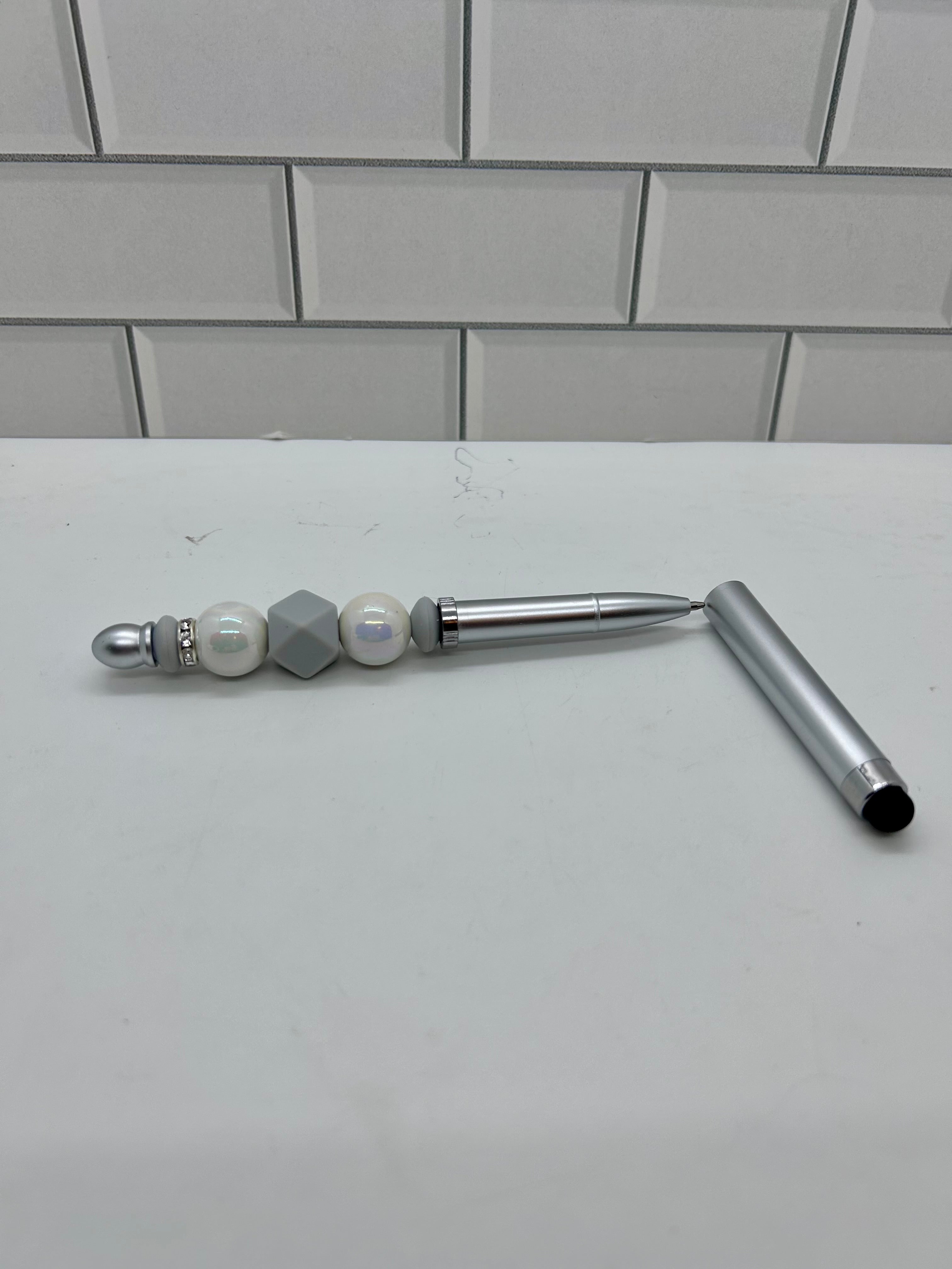 Beaded Stylus/Pen Combo -Silver