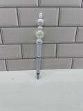 Beaded Ballpoint Pen-White with Acrylic & Silicone Beads