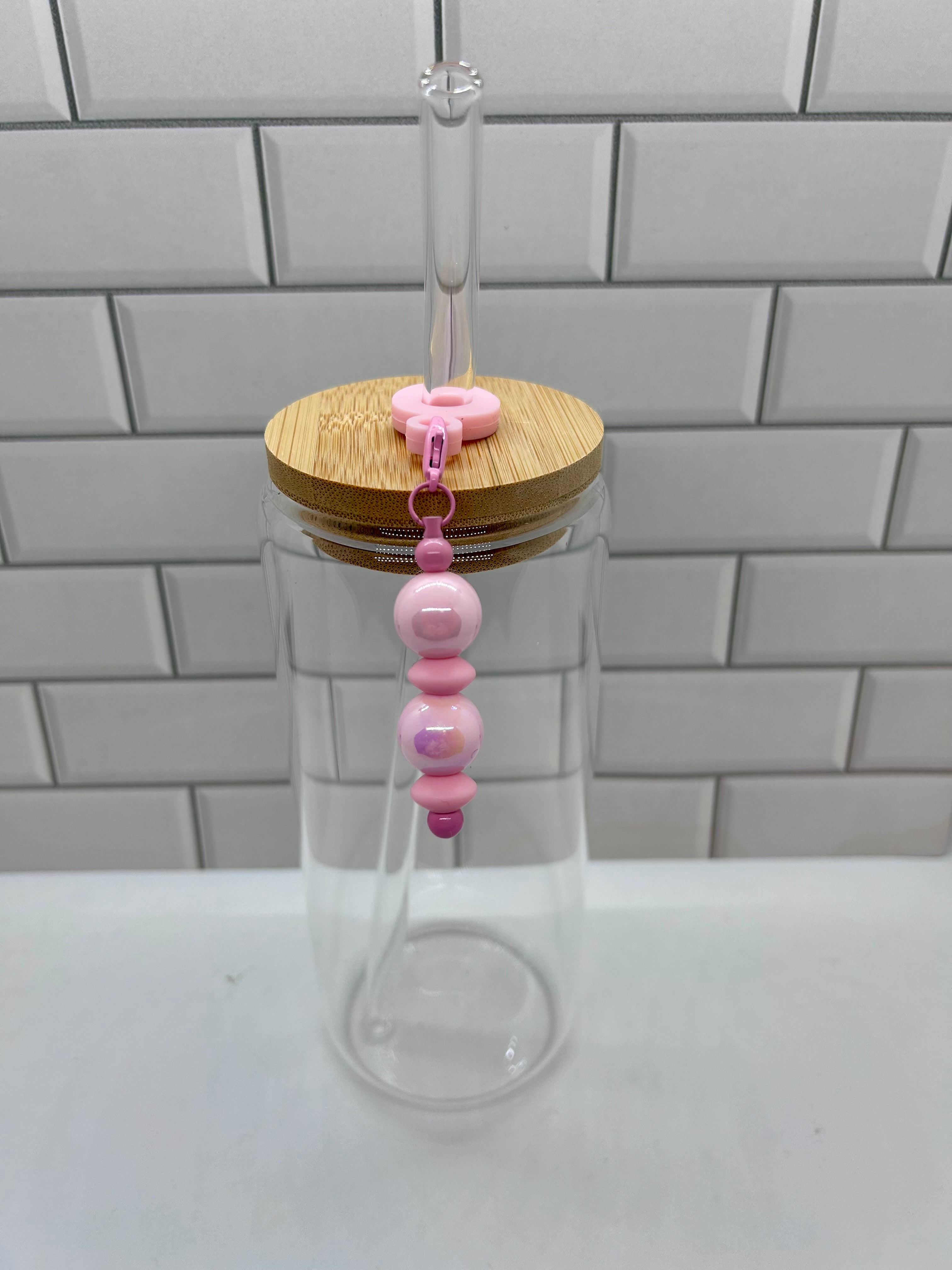 Beaded Straw Charm-Pink