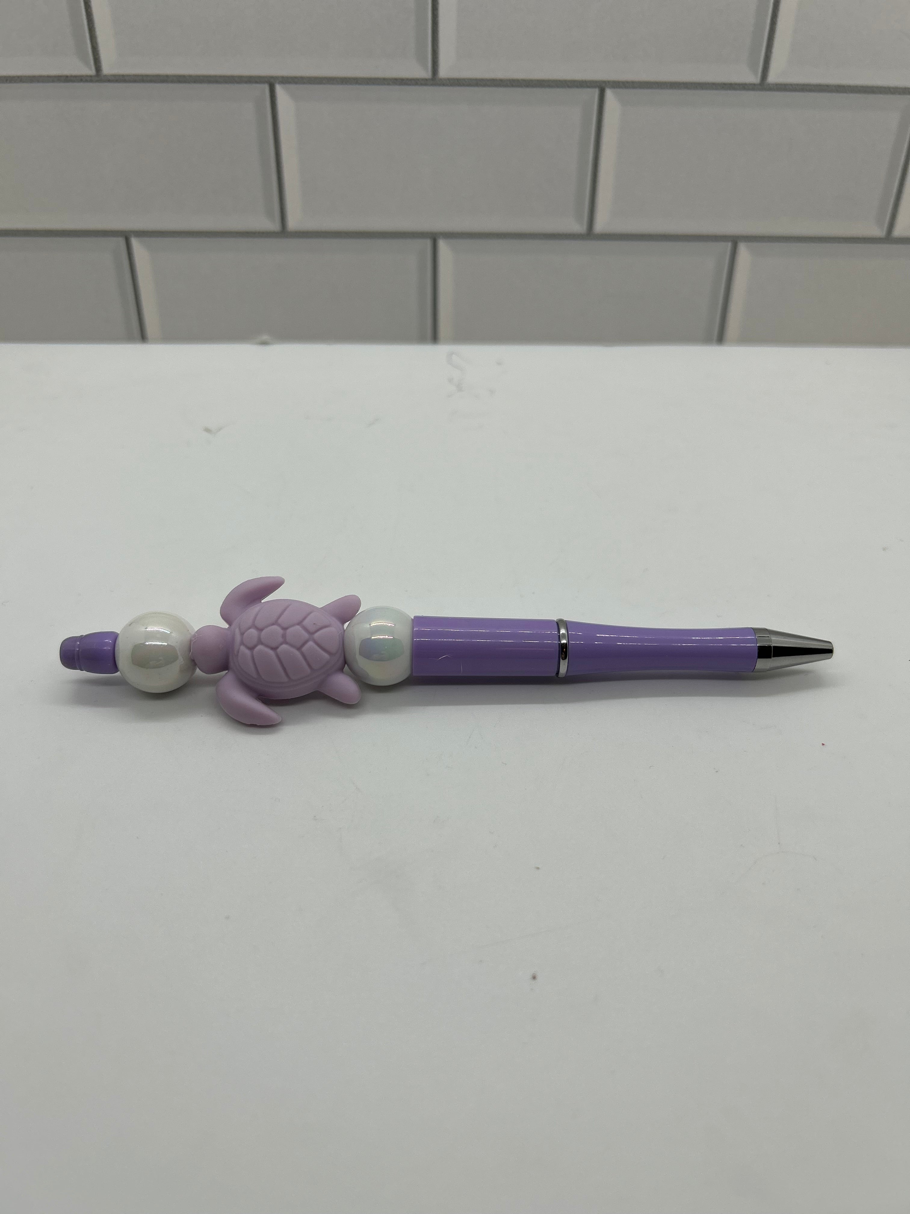 Beaded Purple Pen-With Turtle