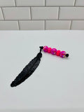 Metal Feather Beaded Bookmark-Black