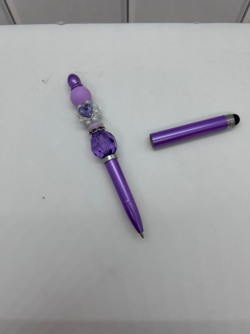Beaded Stylus/Pen-Purple/Heart
