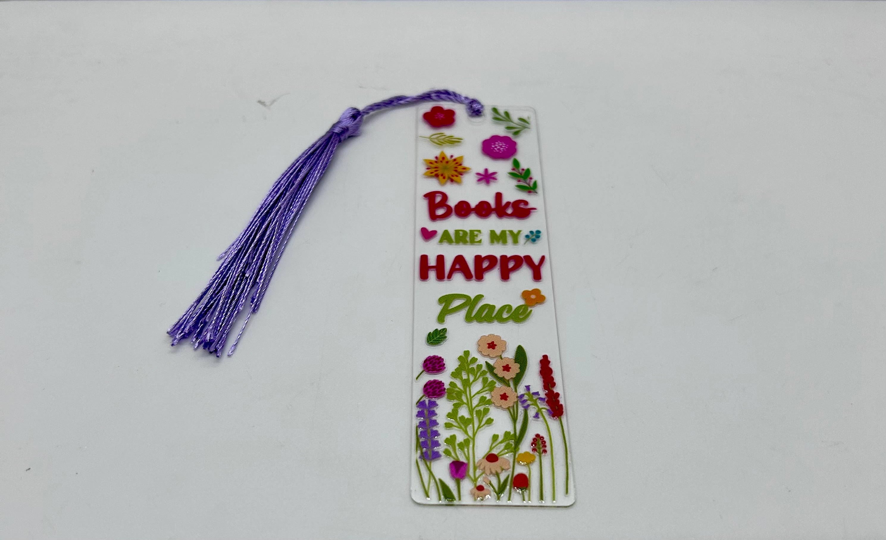 Acrylic Bookmark with Purple Colored Tassel, Bookish Theme