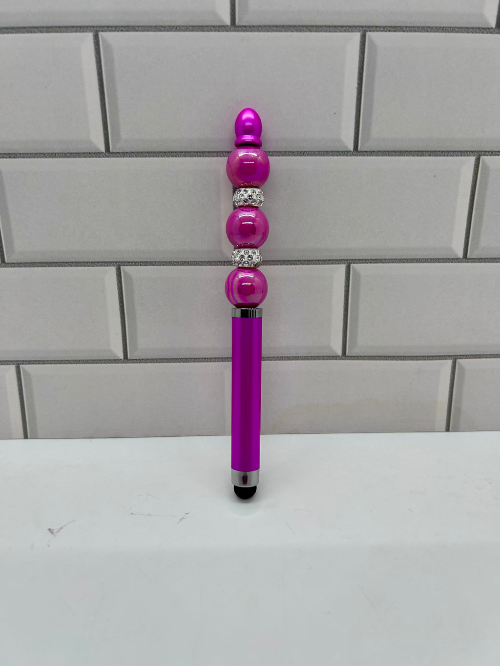 Beaded Stylus/Pen-Pink Acrylic