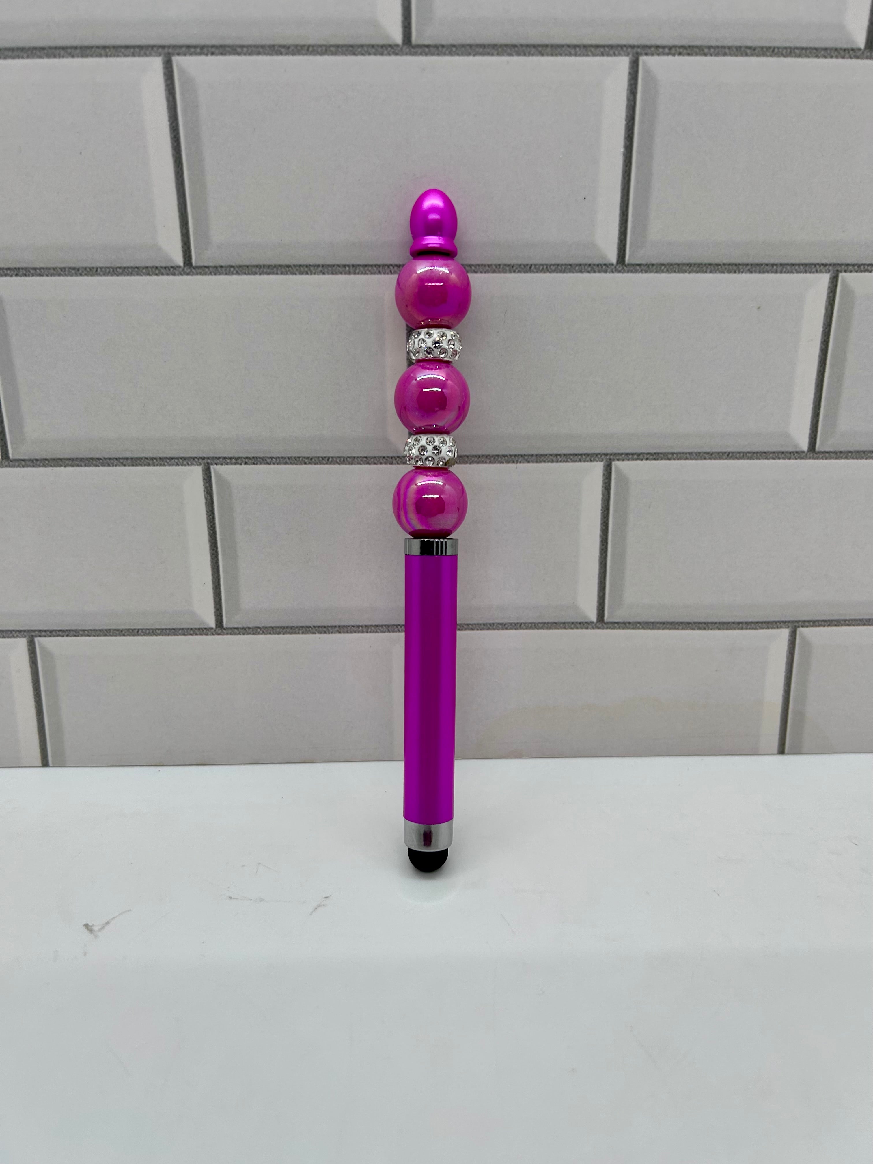 Beaded Stylus/Pen-Pink Acrylic