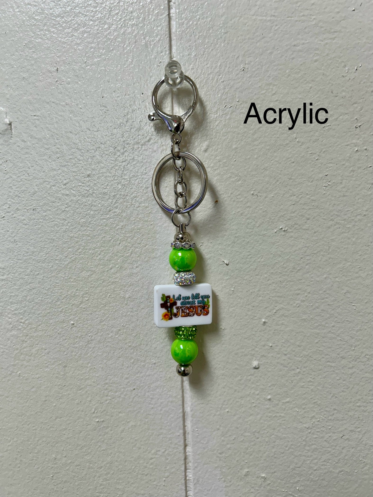 Acrylic Beaded Keychain with Christian Focal