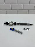 Beaded Mechanical Pencil-Black Silicone with Floral Focal