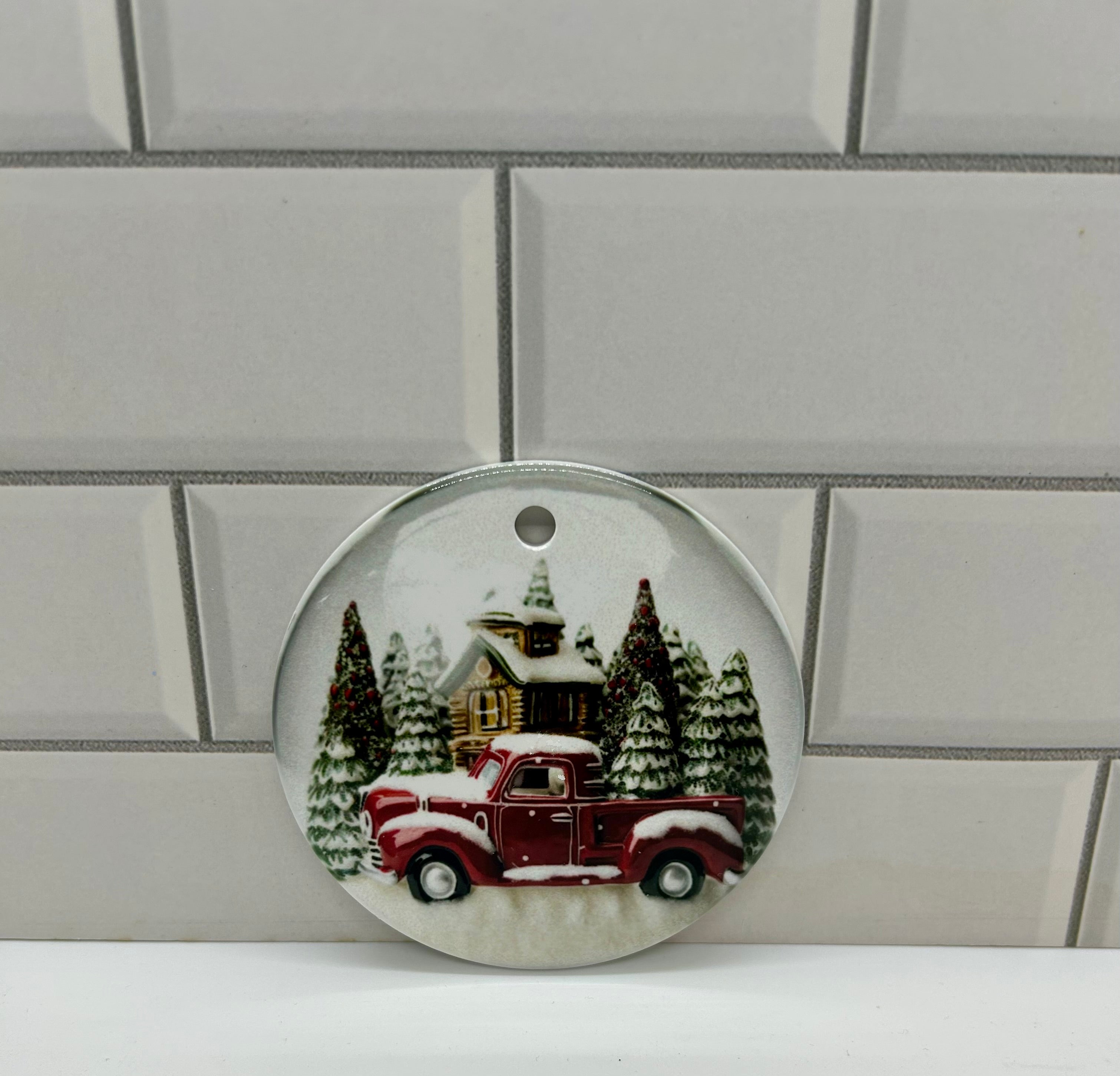 3x3 inch Ceramic Christmas Ornament featuring a Beautiful Design