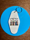 Retro Style Motel Keychain with a Bookish Theme