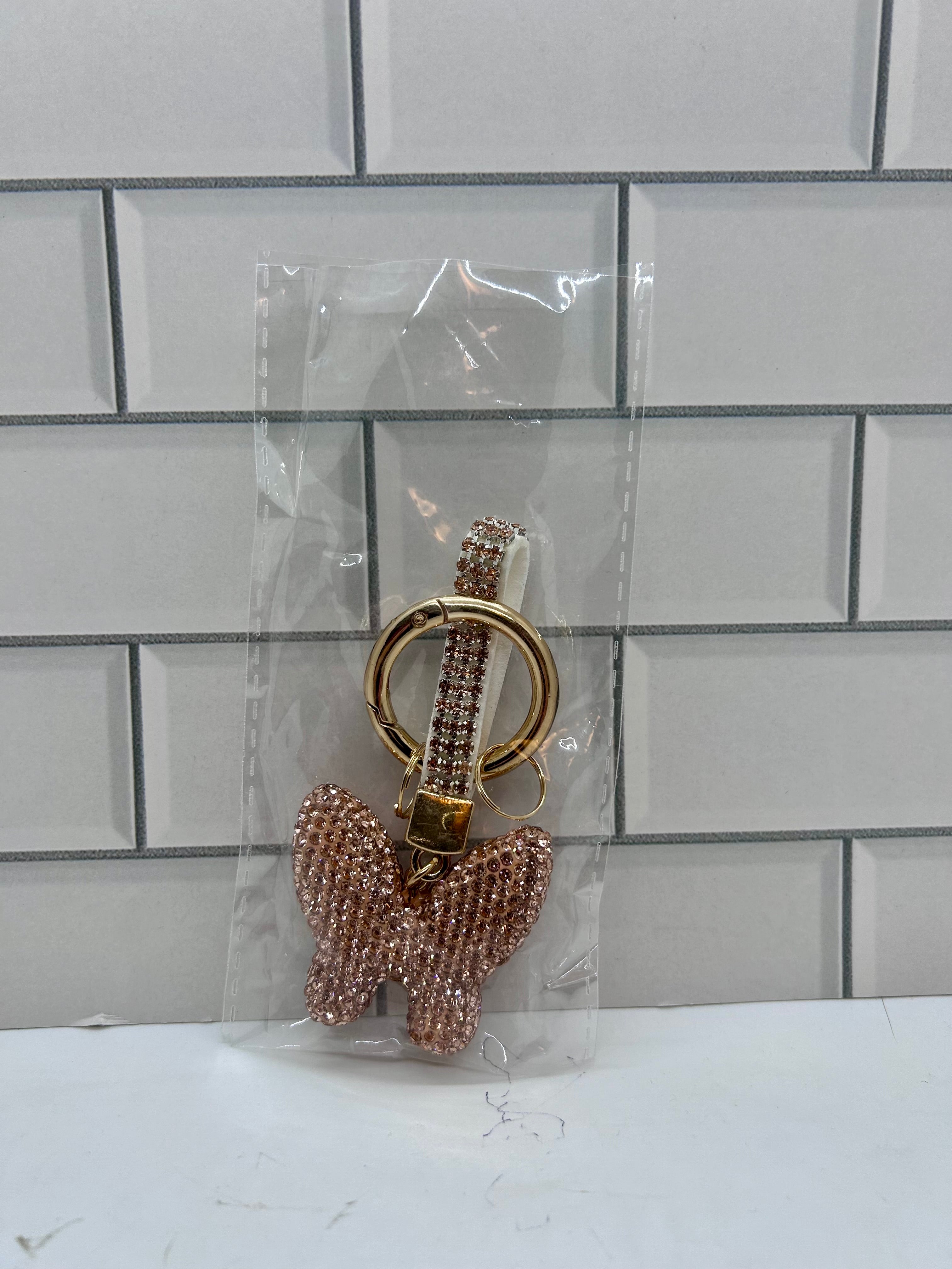 Champagne Rhinestone Butterfly Charm