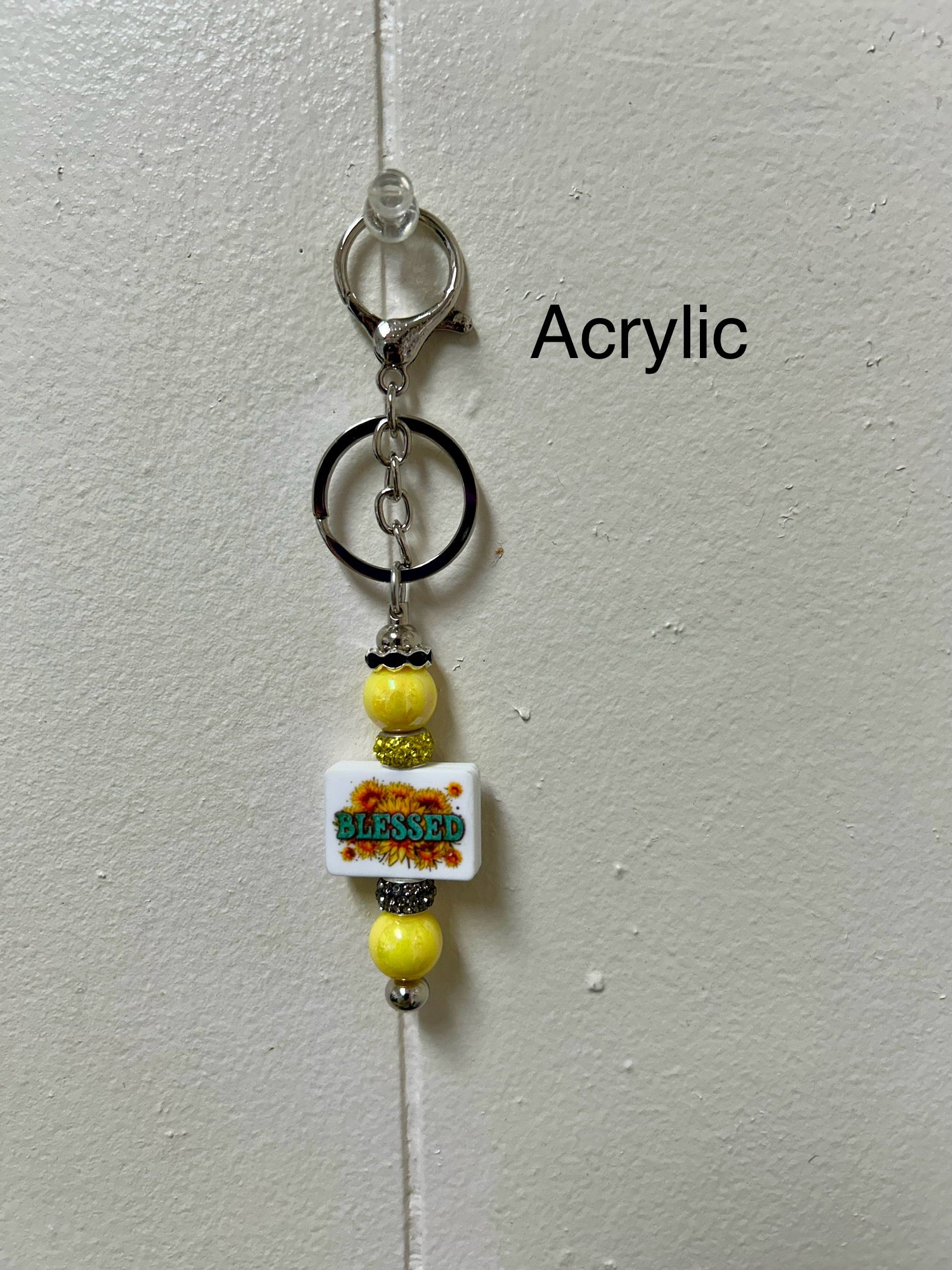 Acrylic Beaded Keychain with Christian Focal