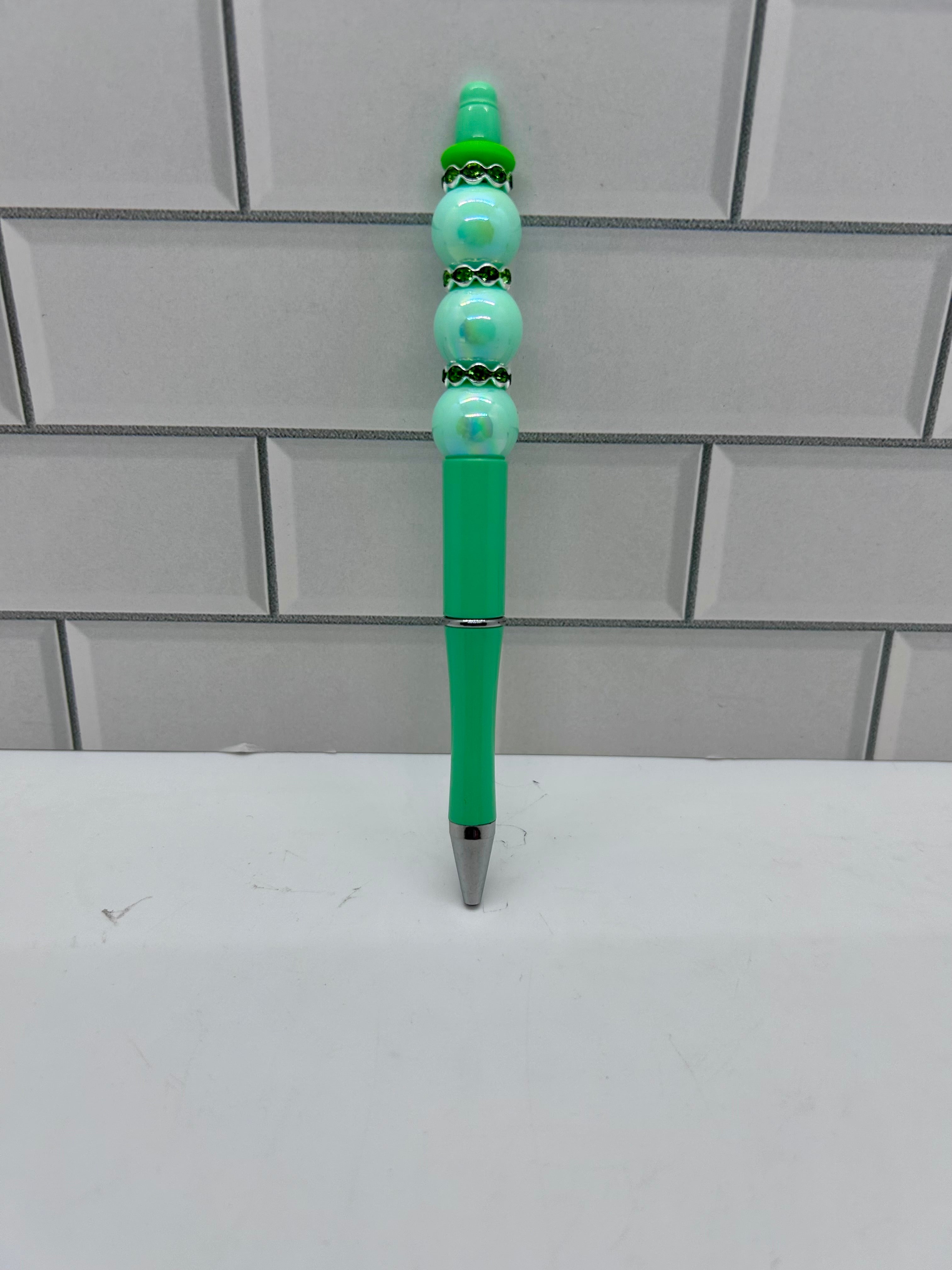 Beaded Green Ballpoint Pen