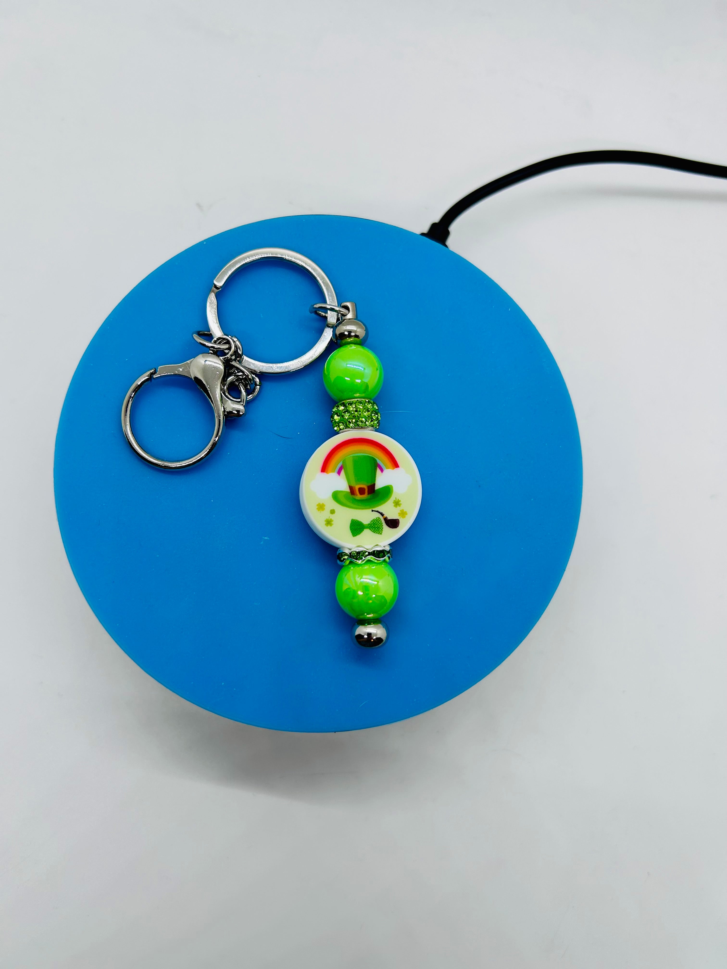 St.Patricks Day Theme Beaded Keychain