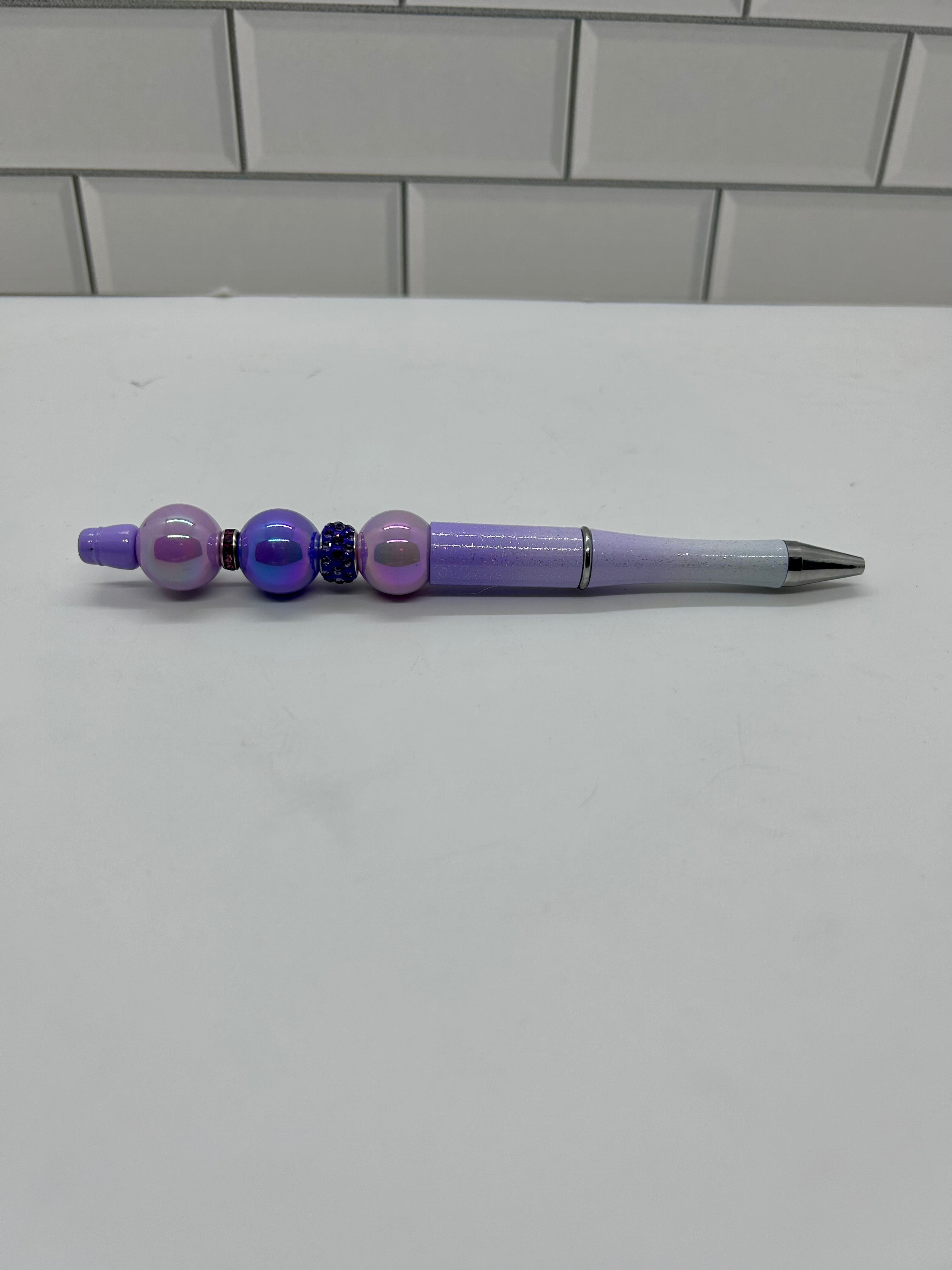 Stylos bille perlés-Ombre violette