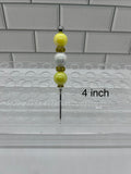 Beaded Pokey/Weeding Tool-4 inch-Yellow/White