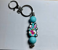 Easter Theme Beaded Keychain-Turquoise with Focal