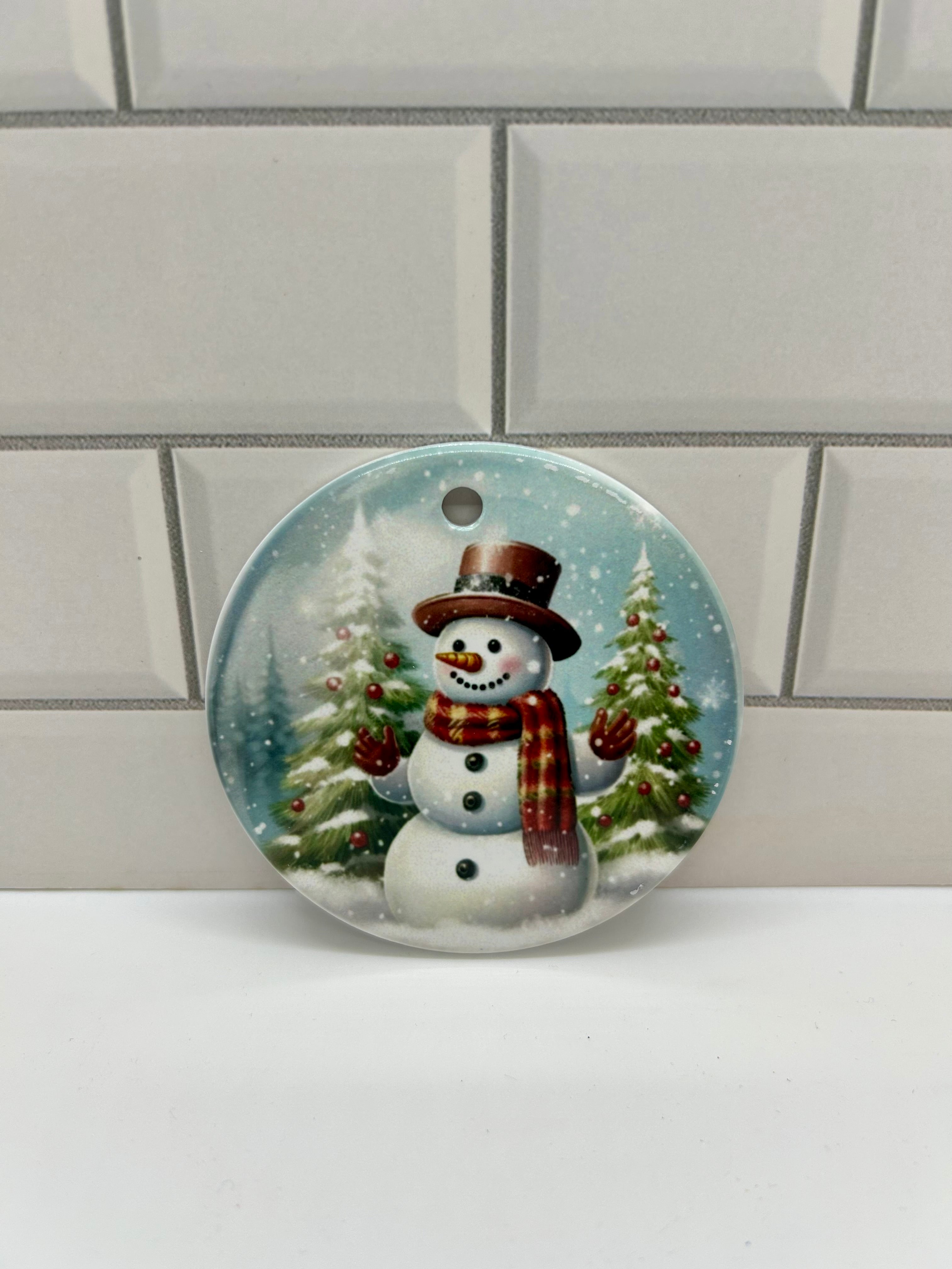 3x3 inch Ceramic Christmas Ornament featuring a Beautiful Design