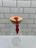Beaded Straw Charm-Red