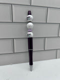 Beaded Ballpoint Pen, Dark Purple with Inspiration Theme
