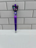 Beaded Ballpoint Pen-Purple Silicone with Butterfly Theme Focal
