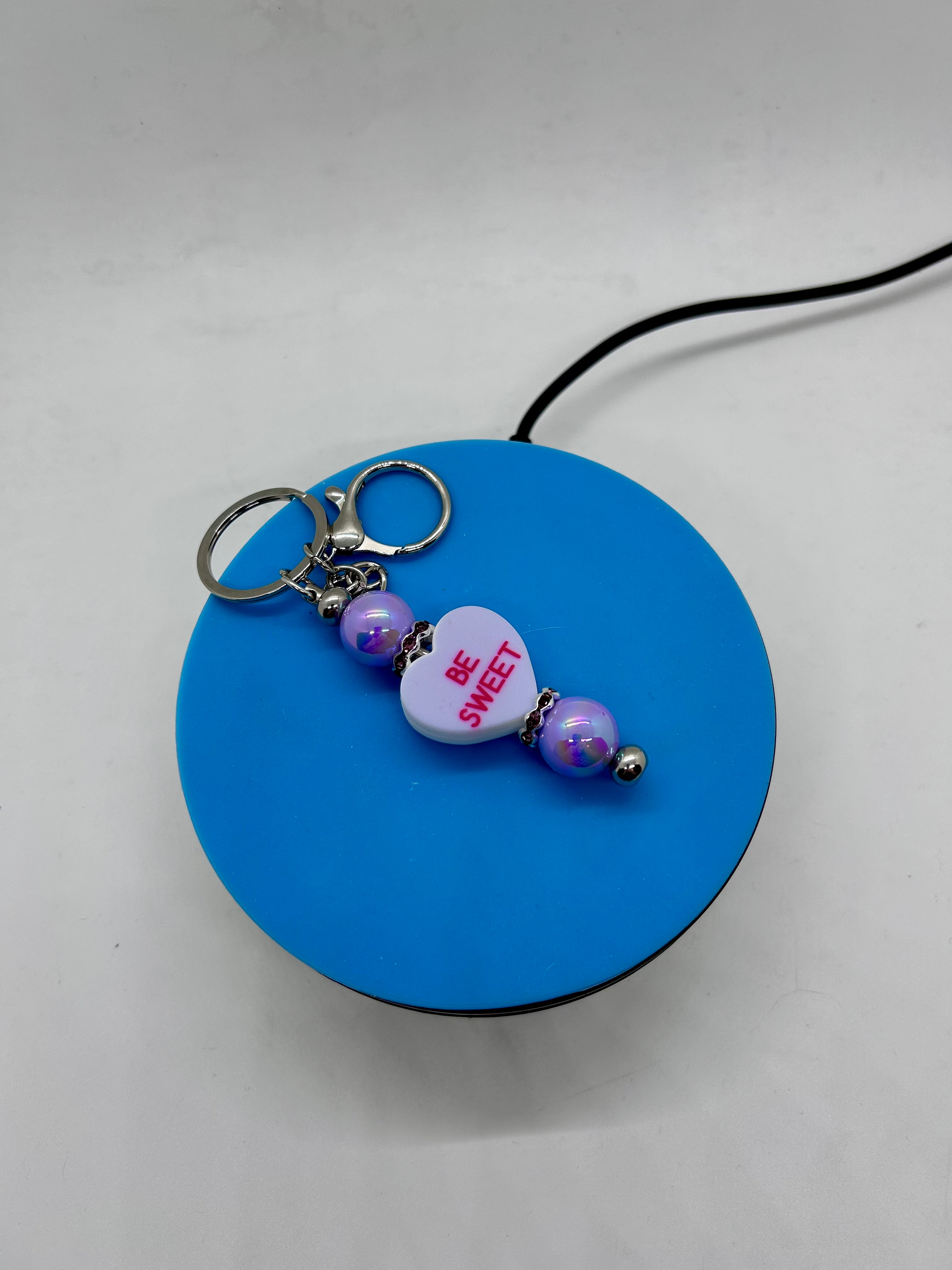 Valentines Day Theme Beaded Keychain