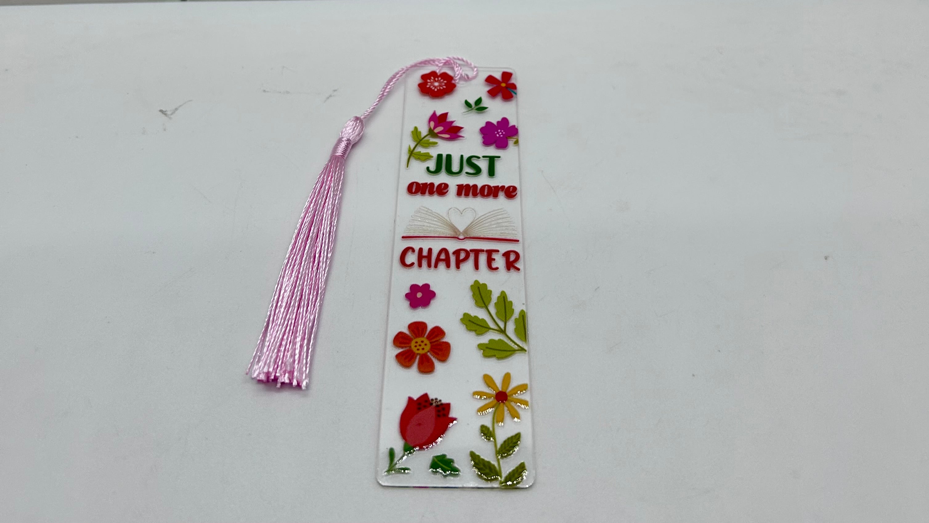 Acrylic Bookmark with Pink Colored Tassel, Bookish Theme