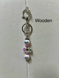 Wooden  Beaded Keychain with Christian Focal