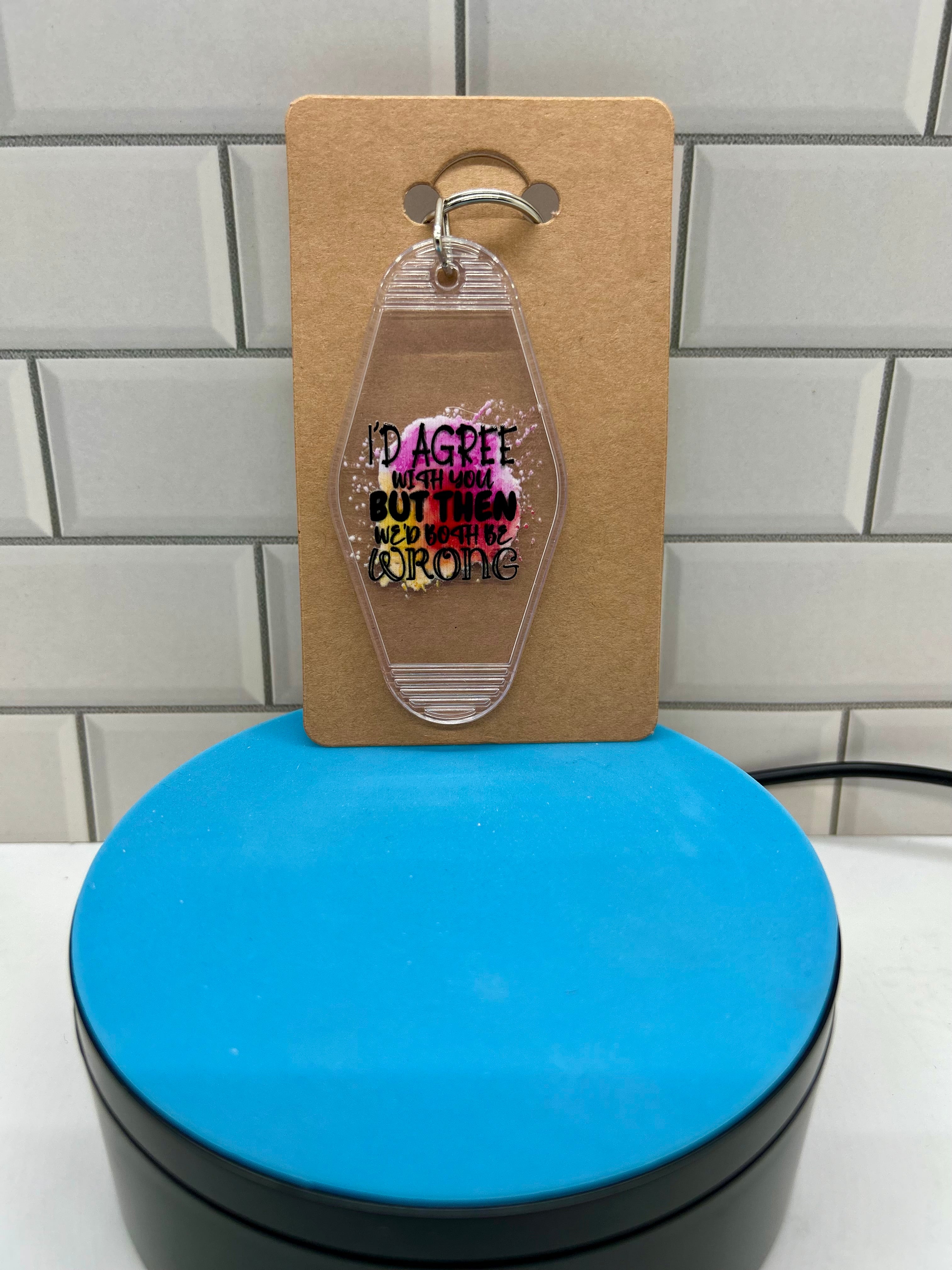 Retro Style Motel Keychain with Sassy Theme-Clear